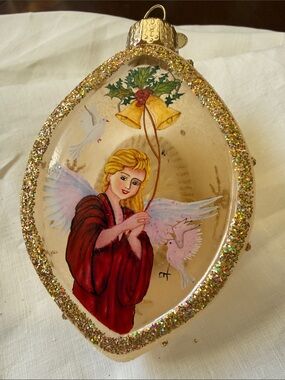 OWC Old World Christmas Li Bien style hand painted glass ornament Angel